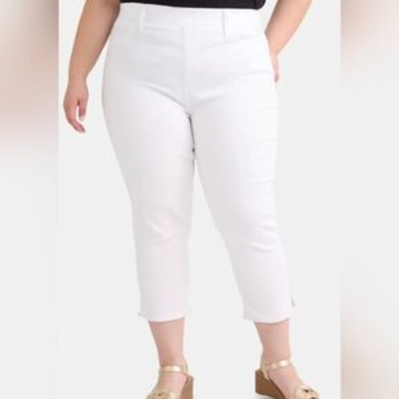 Lane Bryant White Cropped Pants Plus Size 22 Stretch Cotton Blend - Picture 1 of 12